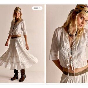 Free People Brightside Midi Skirt Set Womens Prairie Cottagecore Boho Chic 70s